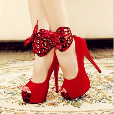 

Summer new sexy waterproof Europe&the United States wind rivets with high heels hollow sandals fish head shoes ladies banquet