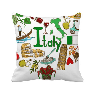 

Italy Love Heart Landscap National Flag Square Throw Pillow Insert Cushion Cover Home Sofa Decor Gift