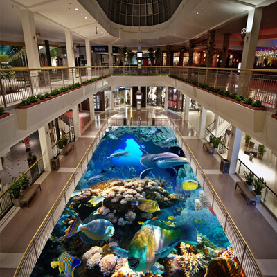 

Free shipping custom flooring bathroom living room wallpaper waterproof mural Dolphin Underwater World 3D Floor 250cmx200cm