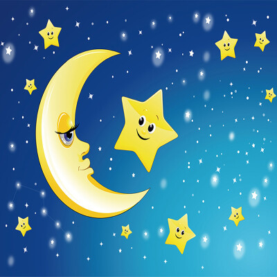 

Custom 3D Mural Wall Paper Cute Cartoon Moon&the Stars Photo Wallpaper For Kids Room Bedroom Living Room Home Decor Painting