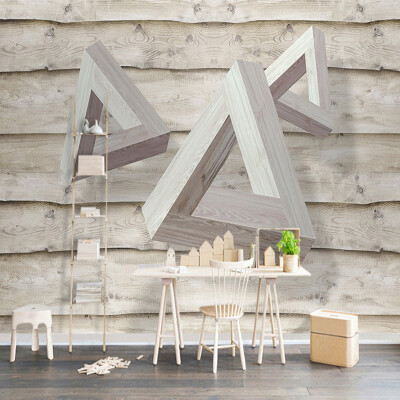 

Custom Photo Wallpaper Modern 3D Stereo Design Triangle Wood Board Wood Grain Living Room Background Wall Decoration Painting