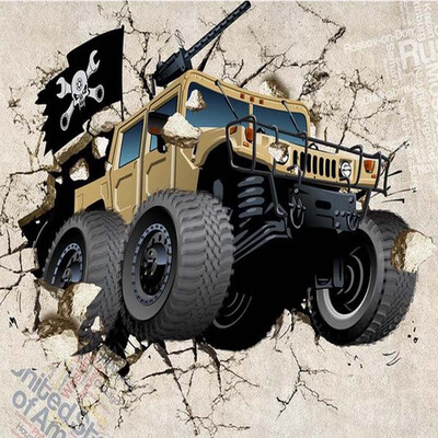 

Пользовательские 3D-стерео-обои для фото-roll-size Children Cartoon Car Broken Wall Out Wall Mural для детской комнаты ТВ-фон Настенные обои