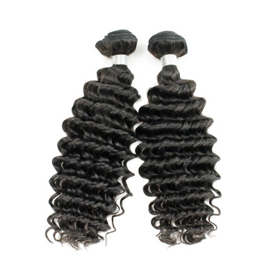 

kiss hair 2 pcs/lot Indian temple hair deep wave double weft no tangle hair bundle 100%human hair