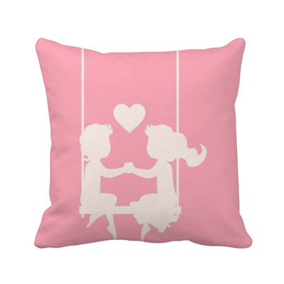 

Pink Boy&Girl Valentines Day Love Square Throw Pillow Insert Cushion Cover Home Sofa Decor Gift