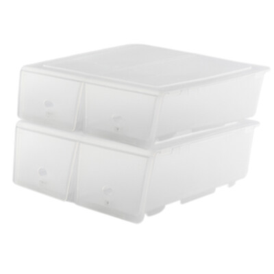 

Netease carefully selected black pineapple PP clamshell double compartment storage shoe box combination transparent shoe box front open stackable storage box storage box 4 Pack
