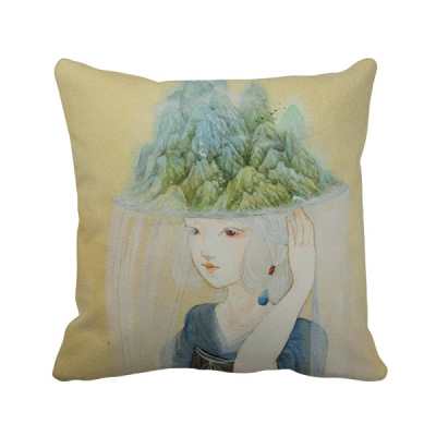 

Hats Beauty Chinese Antique Illustrator Polyester Toss Throw Pillow Square Cushion Gift