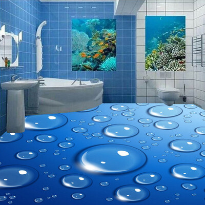 

Free shipping high quality photo sticker bedroom porch decoration Creative 3D waterdop wear floor wallpaper mural 250cmx200cm