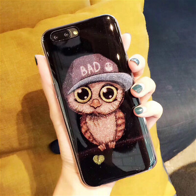 

Милый мультфильм Сова животных мягкие чехол для iPhone 6 7 8 X Силиконовый чехол Роскошный блеск Bling чехол для iPhone 7 8 плюс