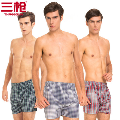 

Three guns mens cotton trousers cotton-dyed loose large size mens trousers shorts pants 3 pieces blue green grid blue yellow grid red green grid