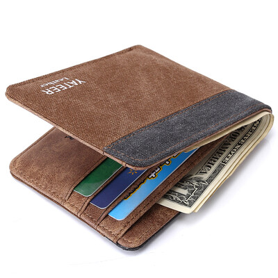 

Men Wallets mini Vintage Denim Canvas Short Slim Wallet Men Multi Pockets Purse For Male High Quality wallet