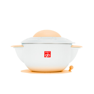 

Gb good childrens tableware water injection insulation bowl food bowl baby bowl suction cup bowl baby bowl 304 stainless steel tableware 450ml cosmic saucer series - pink orange