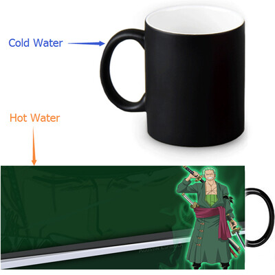 

One Piece Zoro 350ml / 12oz Heat Reveal Mug Color Change Чашка кофе Чувствительные морфинговые кружки Волшебная чашка для чайных чашек