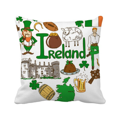 

Ireland Love Heart Landscap National Flag Square Throw Pillow Insert Cushion Cover Home Sofa Decor Gift