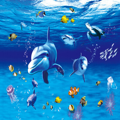 

Papel De Parede 3D Modern Cartoon Underwater World Dolphin Photo Ceiling Mural Wallpaper Living Room Kids Bedroom Ceiling Fresco