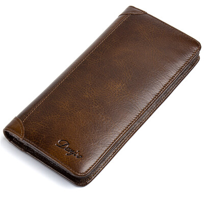 

DANJUE Mens Wallets Genuine Leather Long Purse Man Soft Leather Clutch Money Bag Business Male Card Holder Leisure Phone Wallet