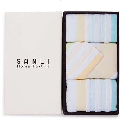 

Sanli cotton cloth AB version of high terry satin square gift gift box three loaded yellow 1 blue 2 rain after the clear sky-I