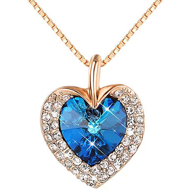 

Yoursfs" Heart Of Ocean" Blue Crystal Heart Necklace & Pendant Forever Love Valentine's Day
