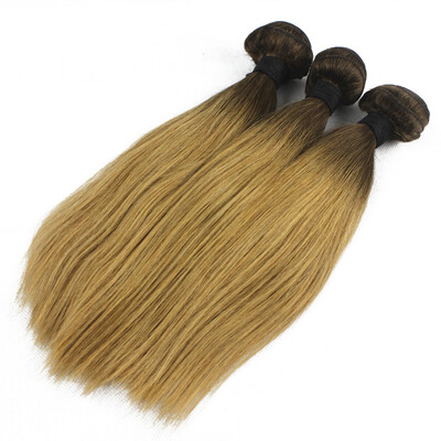 

12"30" 3pc Dark Root Black Blonde Brazilian Virgin Hair Silky Straight Weave Natural Hair Weave Human Hair Weave Extension