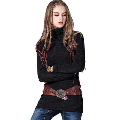 

High Quality chest 72-88cm cashmere vintage new winter 2017 women sweater&pullover long sleeve turtleneck black red female