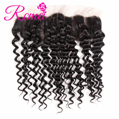 

Rcmei Hair 8A Brazilian Deep Wave Virgin Hair Frontal Lace Closure 134 Human Hair Cheap Frontal Lace Closure Natural Black