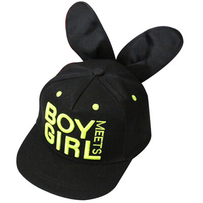 

MAXVIVI Hat Дети BOY Кролик Уха Хип Счастье Бейсболка BMZ743140 Черный