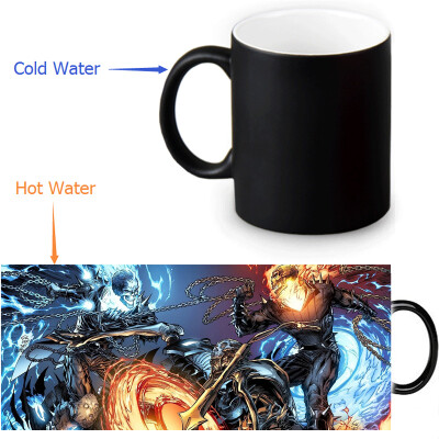 

GHOST RIDER 350ml12oz Heat Reveal Mug Color Change Coffee Cup Sensitive Morphing Mugs Magic Mug Milk Tea Cups