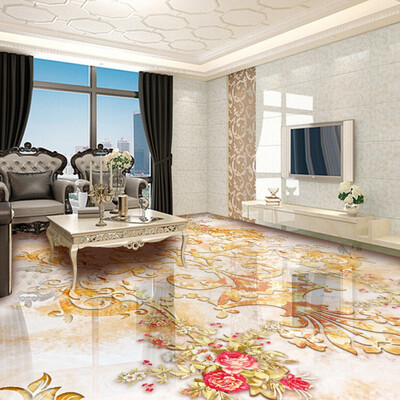 

Free shipping 3d flooring Marble fresco vintage flower pots custom living room corridor self-adhesive photo wallpaper 250cmx200cm