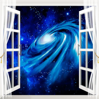 

Custom Photo Mural Non-woven Wallpaper Wall 3D Stereo Window Scenery Starry Galaxy Large Murals Wallcovering Papel De Parede 3D