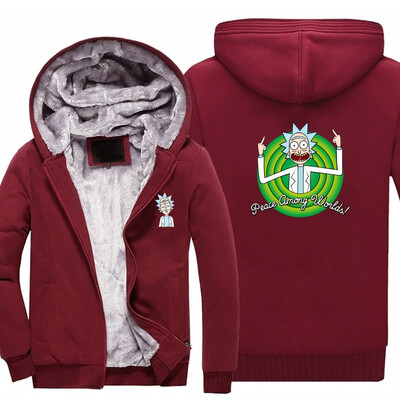 

2018 New USA SIZE Men Winter Autumn Hoodies FREE RICK PEACE AMONG WORLDS Green tongue pattern Fleece Coat Baseball Uniform Sport