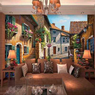 

Custom 3D Photo Wallpaper European Town Landscape Mural Wallpaper Decor Living Room Bedroom Decals Wallpaper Papel De Parede 3D