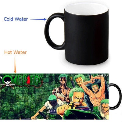 

One Piece Zoro 350ml / 12oz Heat Reveal Mug Color Change Чашка кофе Чувствительные морфинговые кружки Волшебная чашка для чайных чашек