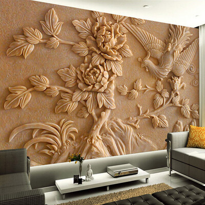

Custom 3D Photo Mural Обои Гостиная Диван фон Китайский стиль Феникс и цветы Рельеф стены Бумага Mural на стене