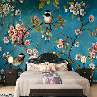 

Photo Wallpaper 3D Stereo Chinese Flowers Birds Mural Bedroom Living Room New Design Texture Wallpaper Papel De Parede Floral 3D