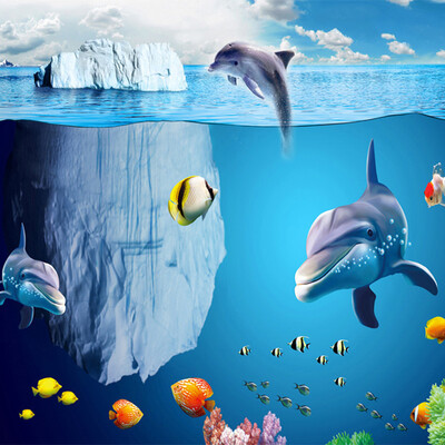 

3D Cartoon Shark Fish Underwater Photo Mural Wallpaper Kids Bedroom Living Room Non-Woven Wall Paper Papel De Parede 3D Paisagem