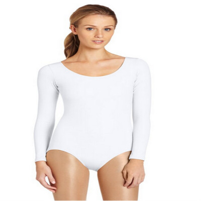 

2018 New Five Colors Women Bodysuit Costumes Scoop NeckLong Sleeves Halffull Bodysuit Spandex Dance Unitard Zentai Suit W