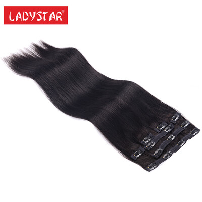 

LADYSTAR Клип в наращивании человеческих волос Чистые цвета Блондинки 100% Remy Человеческие волосы Зажимы для волос Remy 7 шт / с