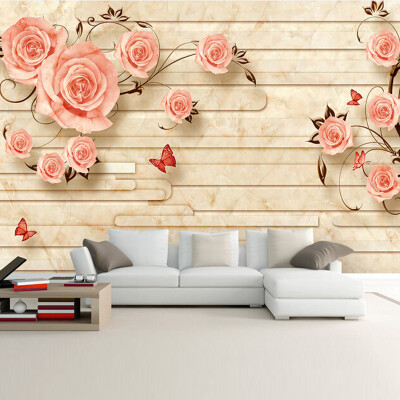 

Modern Fashion Wall Mural Custom 3D Stereoscopic Minimalist Pink Rose Photo Wallpaper Living Room Large Murals Sofa TV Backdrop