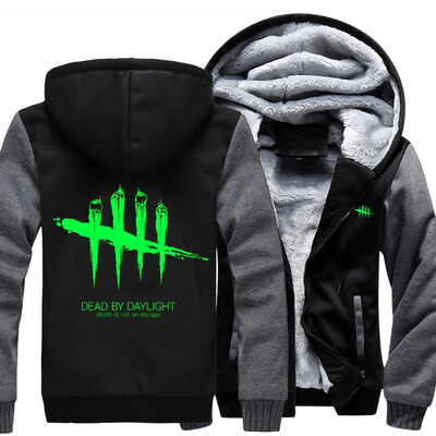 

2018 New Mens Sweatshirt Game Dead by Daylight Luminous Logo Thick Hoodies Printing Pattern Zip up Fleece Zipper Tracksuit Tops pl