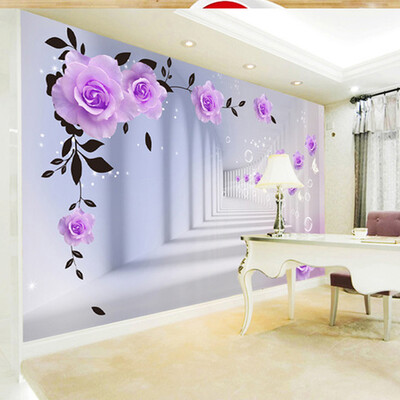 

Custom 3D Stereo Purple Rose Mural Wallpaper For Bedroom Living Room TV Sofa Background Wall Papers Home Decor Modern Wallpaper