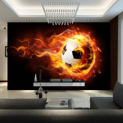 

Custom Modern Fantasy 3D Wallpaper Mural Children's Room Sofa Background Wallpaper Football On Fire Wall Mural Papel De Parede