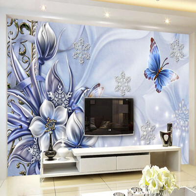 

European Style 3D Stereo Embossed Butterfly Flowers Photo Wallpaper Living Room TV Backdrop Wall Hotel Luxury Mural 3D Wallpaper