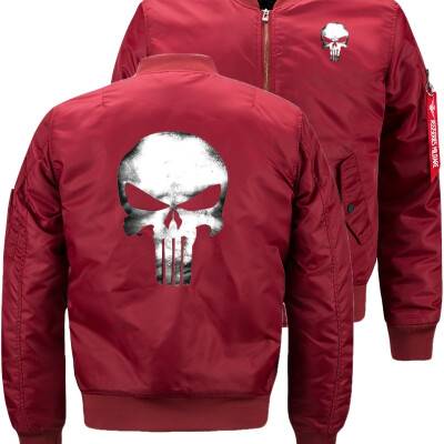 

punisher skull Bomber Flight Flying Jacket Winter thicken Warm Zipper Men Jackets Anime Mens Casual Coat