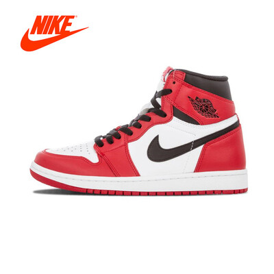 

Оригинальный Новое поступление Аутентичные Nike Air Jordan 1 Retro High OG Чикаго дышащая Для Мужчин's Баскетбольные кеды Спортивн
