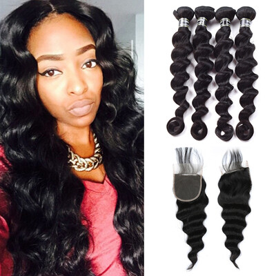 

Amazing Star Peruvian Virgin Hair Loose Wave Bundles with Closure Loose Wave with Closure Thick&Soft Human Hair with Closure