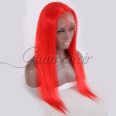

8A Brazilian virgin human hair full lace wig stright hair the hottest·color --Red