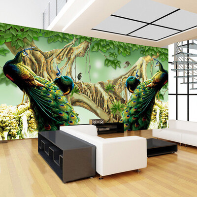 

European Style Peacock Forest Photo Wallpaper Living Room TV Sofa Study Backdrop Wall Painting Mural Papel De Parede 3D Paisagem