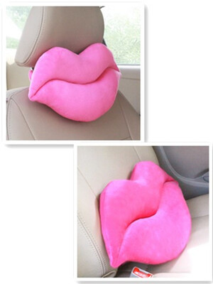 

Car Seat Neck Rest Red Lips Headrest Pads Back Lumbar Support Black Bread Seat Cushion PP Cotton Big Mouth Kiss Red Pink
