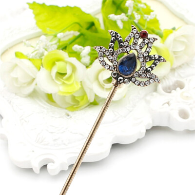 

New Vintage Lotus Hair Sticks Hairpins Women Hair Jewelry Antique Gold Color Turkish Resin Bridal Cleopatra Hairpin Jewelry