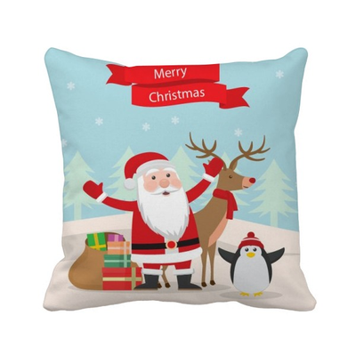 

Christmas Santa Claus Elk Penguin Festival Square Throw Pillow Insert Cushion Cover Home Sofa Decor Gift