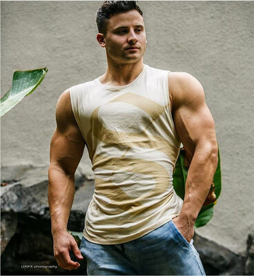 

Muscle Dr brothers mens fitness sports summer new fashion sleeveless breathable sweat-absorbent Slim cotton vest